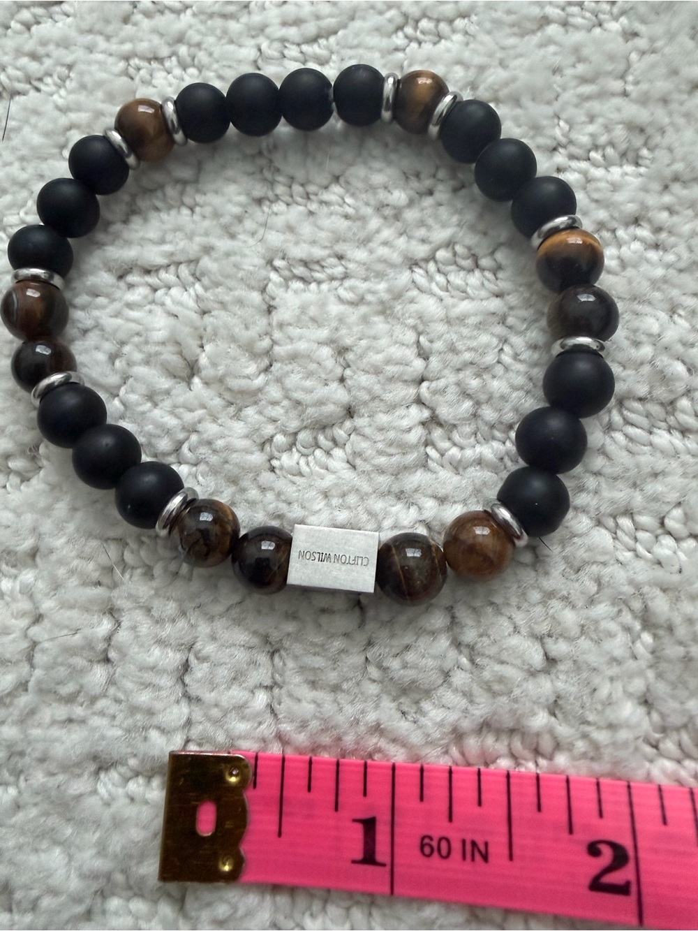 Men's Black & Brown Beaded Bracelet - Picture 3 of 4